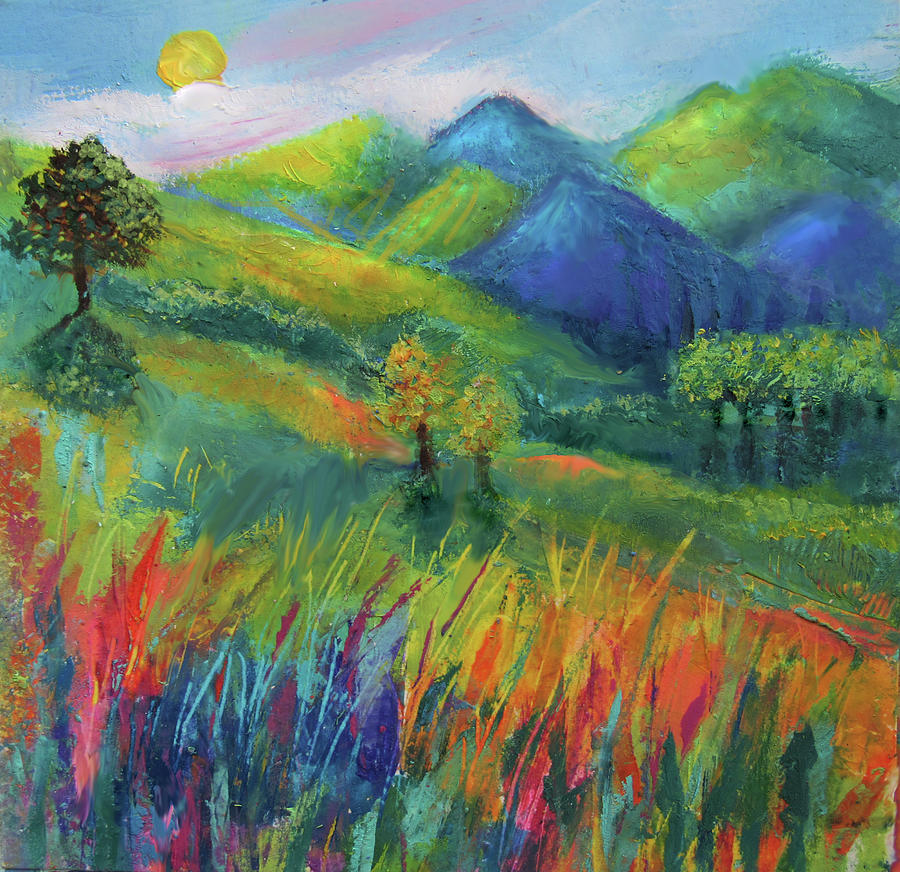 Valley Grasses Painting by Jean Batzell Fitzgerald