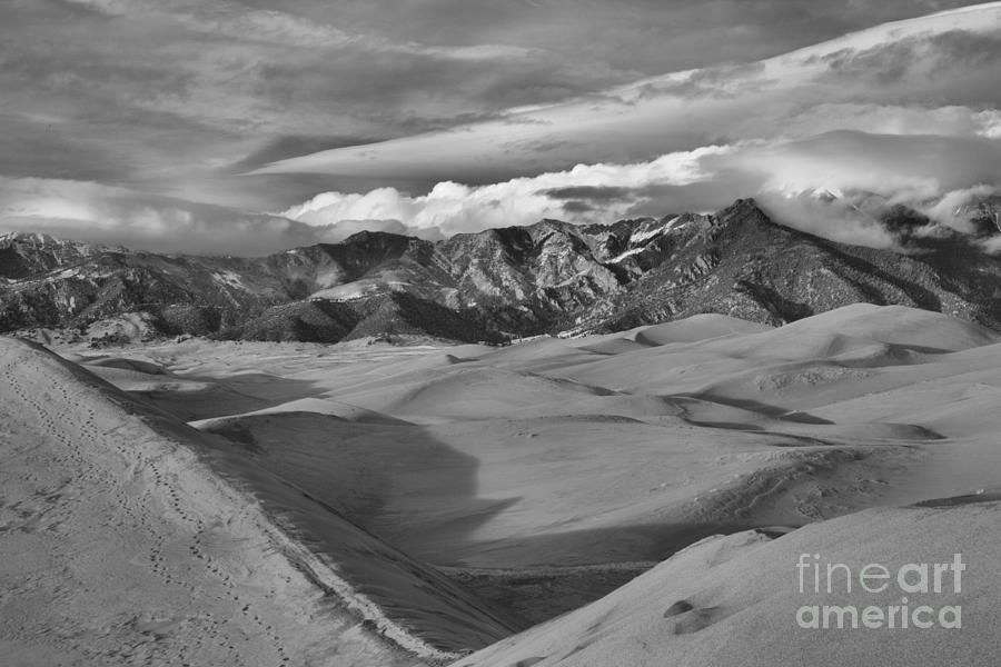 Valley In The Great Dunes Black And White Photograph by Adam Jewell