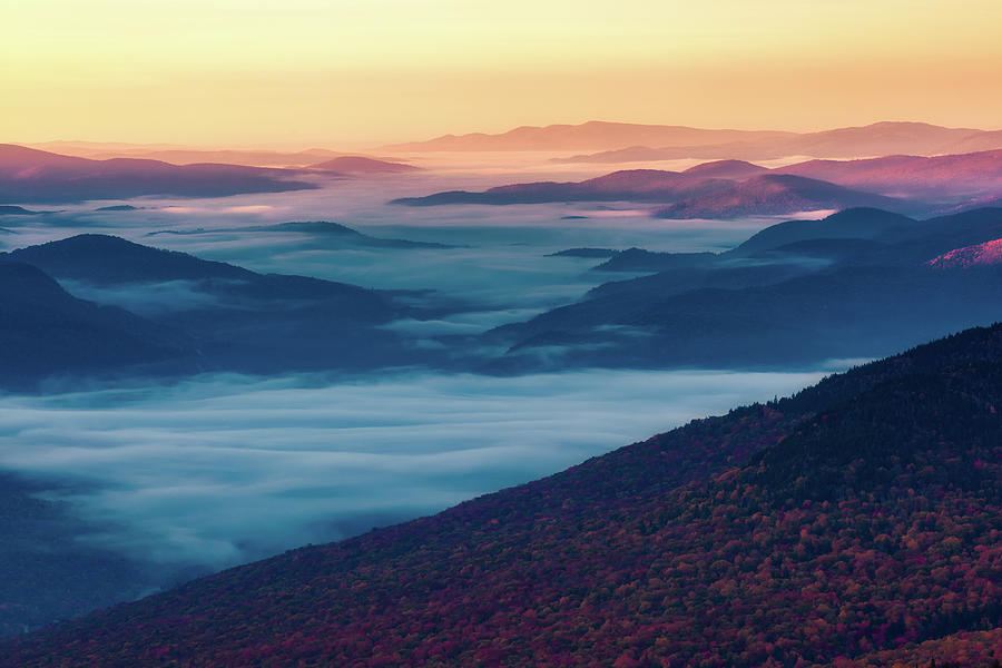 Valley Mist, Franconia Notch.  Photograph by Jeff Sinon