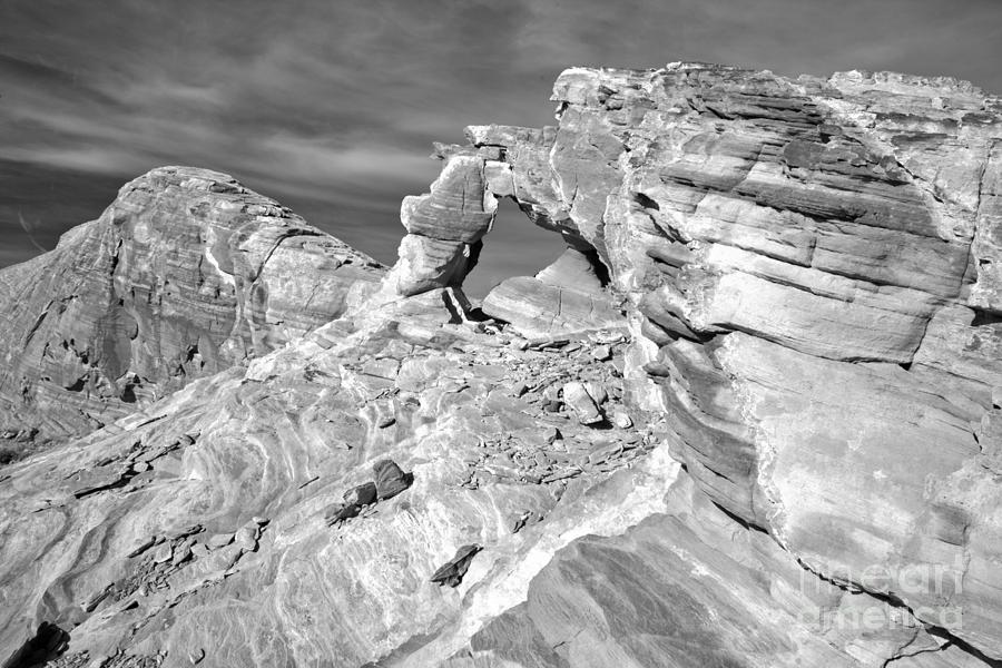 Valley Of Fire Arch In The Pastels Black And White Photograph by Adam Jewell