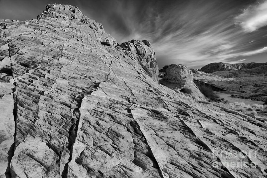 Valley Of Fire Butte Black And White Photograph by Adam Jewell