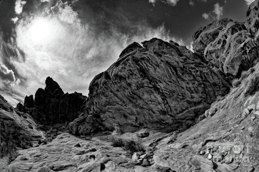 Valley Of Fire Giant Boulders Black And White Photograph by Blake Richards