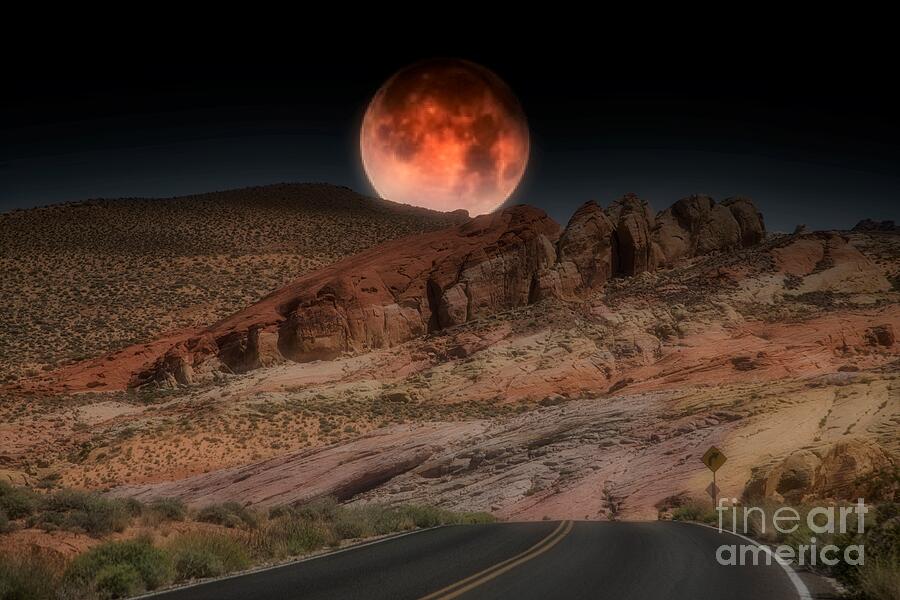 Valley of Fire Moon Glow Mixed Media by Chuck Kuhn Valley of Fire Moon Glow Mixed Media by Chuck Kuhn