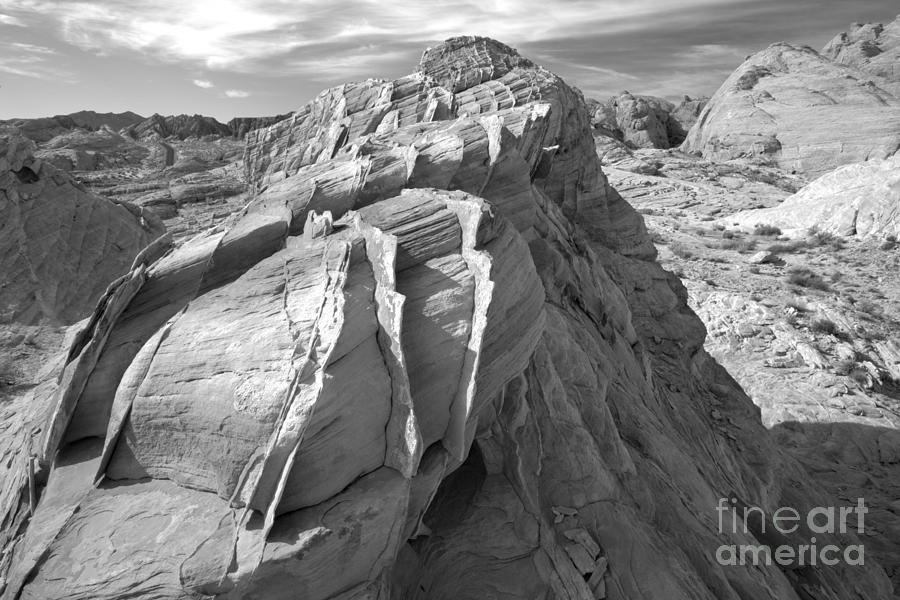 Valley Of Fire Sandstone Fin Landscape Black And White Photograph by Adam Jewell