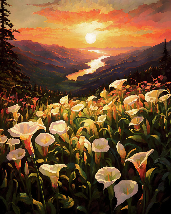 Valley of the Calla Lilies Digital Art by Peggy Collins