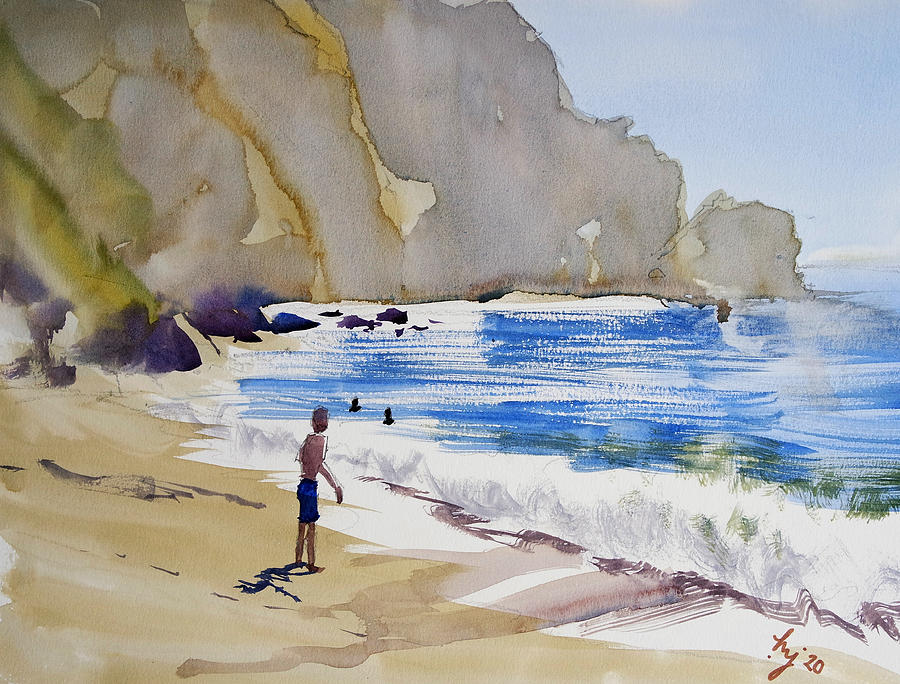 Valley of the Rocks beach Lynton Lynmouth North Devon Painting by Mike Jory