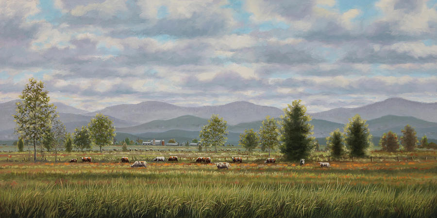 Valley Pastures Painting by Guy Crittenden