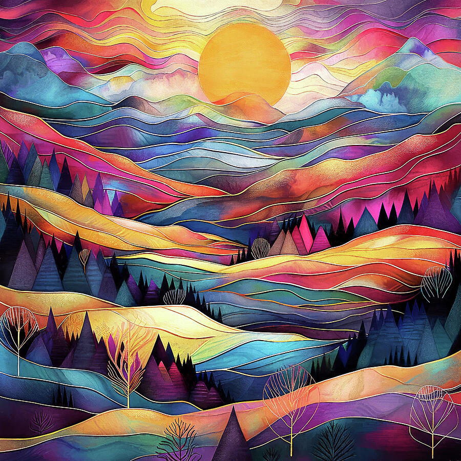 Valley Sunset Digital Art by Peggy Collins