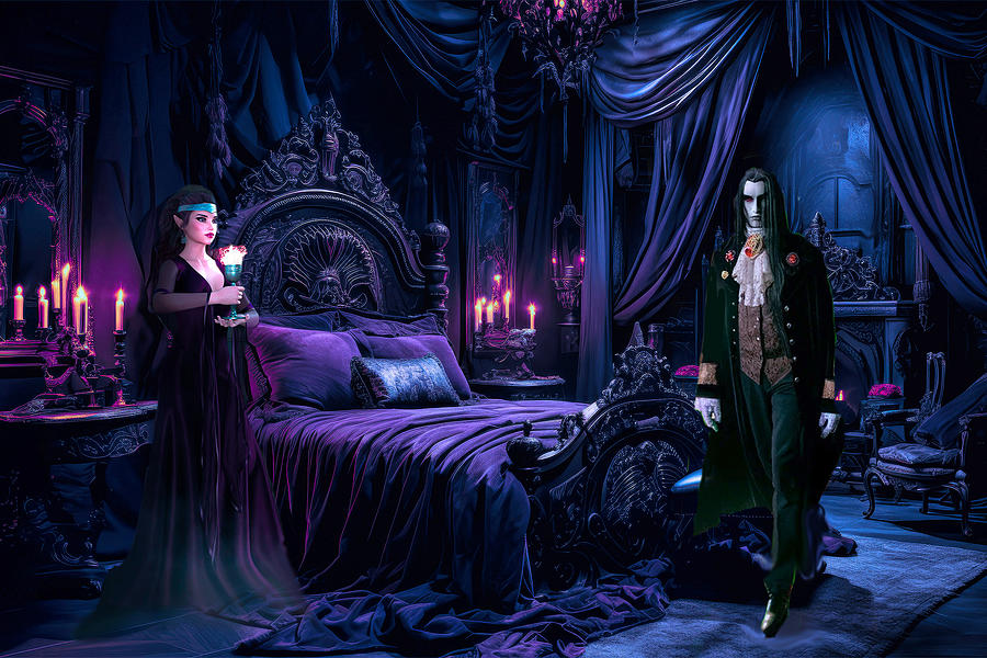 Vampire Boudoir Digital Art by Lisa Yount