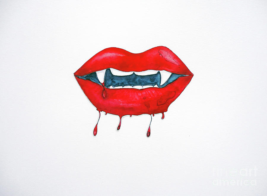 Vampire Lips Painting by Amy Stielstra