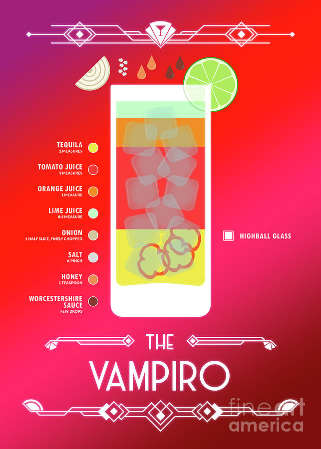 Vampiro Cocktail Modern Digital Art by Bo Kev Fine Art America