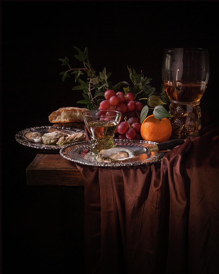 Van Beijeren -Still Life with Roemer-Silverware and oysters Photograph by Levin Rodriguez