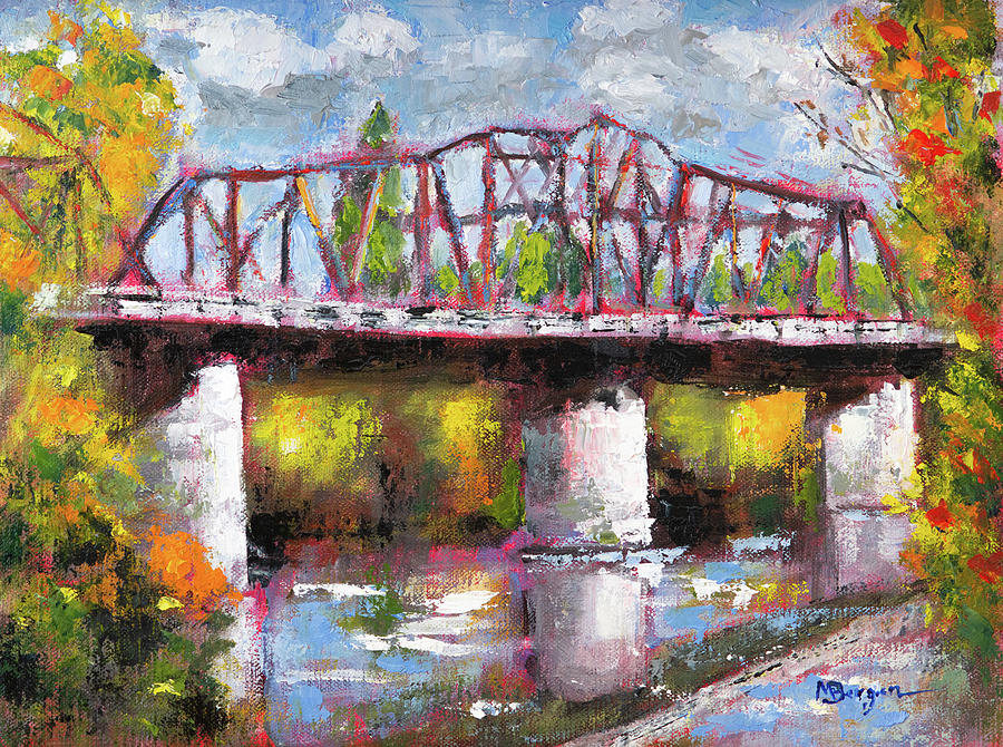 Van Buren Bridge, Corvallis Painting by Mike Bergen