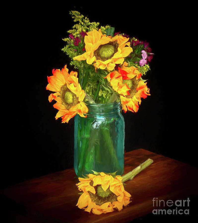 Van Gogh Sunflowers, Painterly Photograph by Liesl Walsh