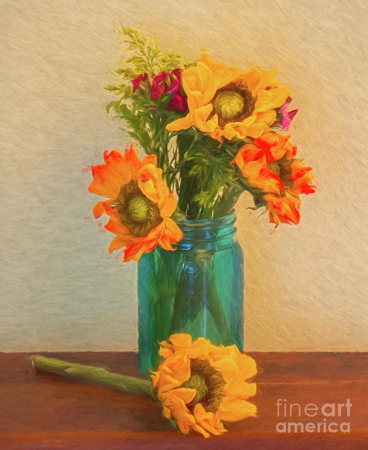 Van Gogh Sunny Sunflowers, Painterly Photograph by Liesl Walsh