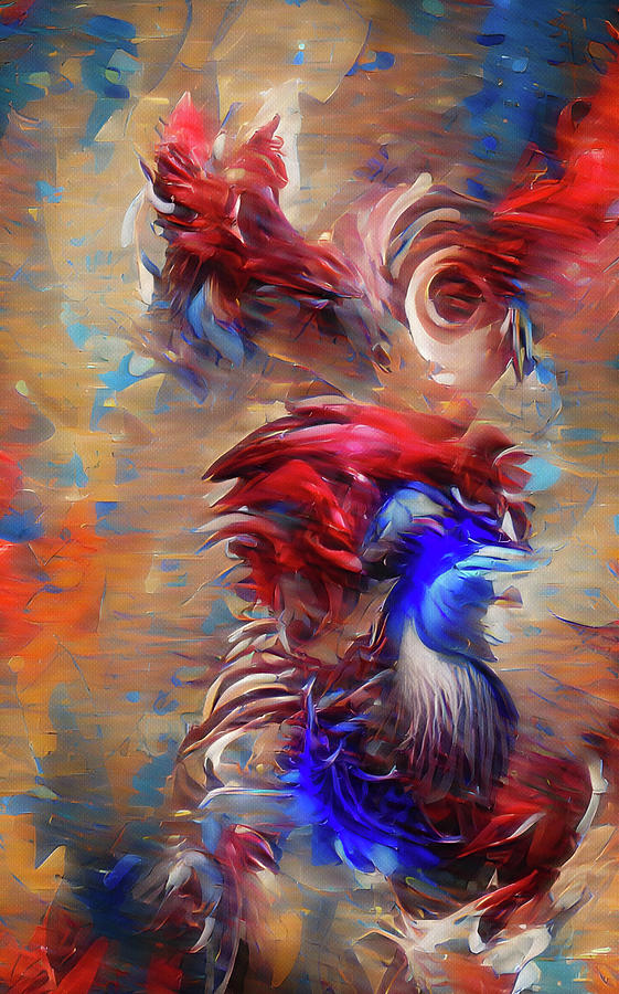 Van Goghs Rooster Abstract Mixed Media