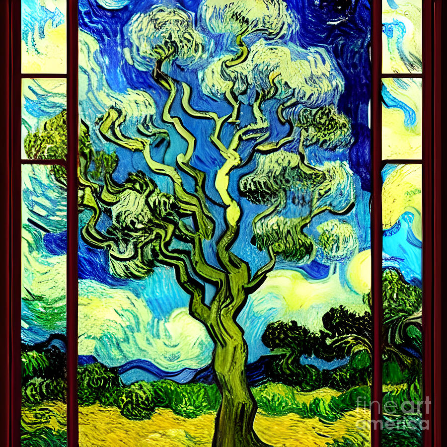 Van Goph Tree Through Window Digital Art by Craig Walters
