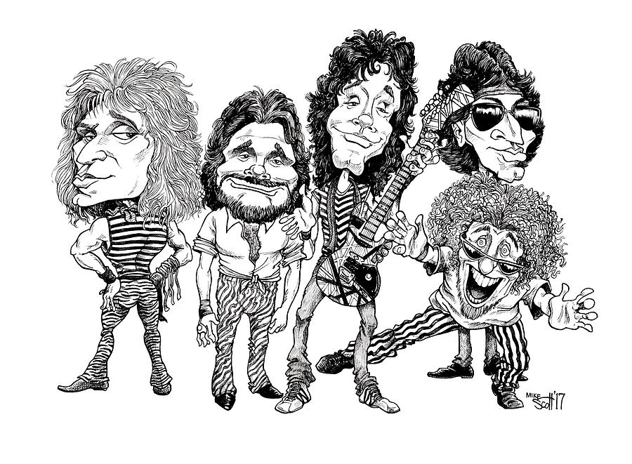 Van Halen Drawing by Mike Scott