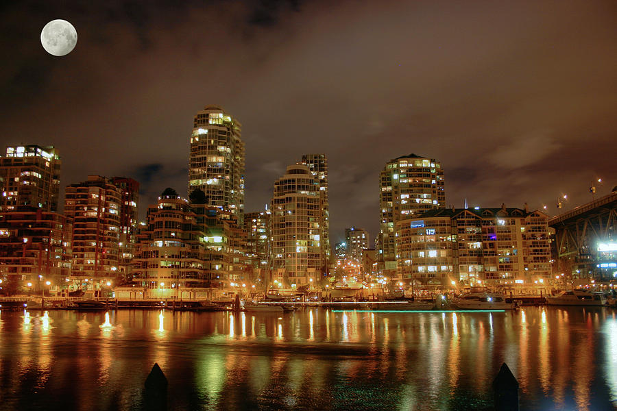 Vancouver by Moonlight Photograph by Wayne King