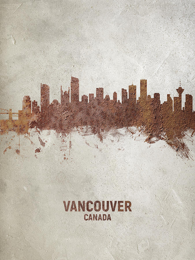 Skyline Digital Art - Vancouver Canada Rust Skyline by Michael Tompsett