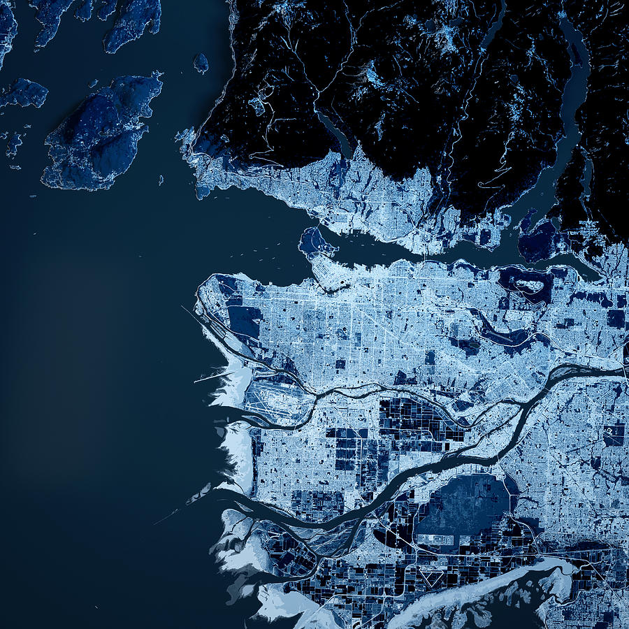 Vancouver City 3D Render Blue Top View Sep 2019 Photograph by FrankRamspott