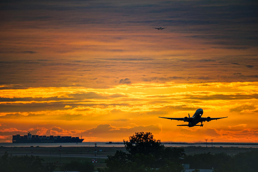 Vancouver International Airport (YVR) at Sunset in Vancouver BC Canada Photograph by Totororo