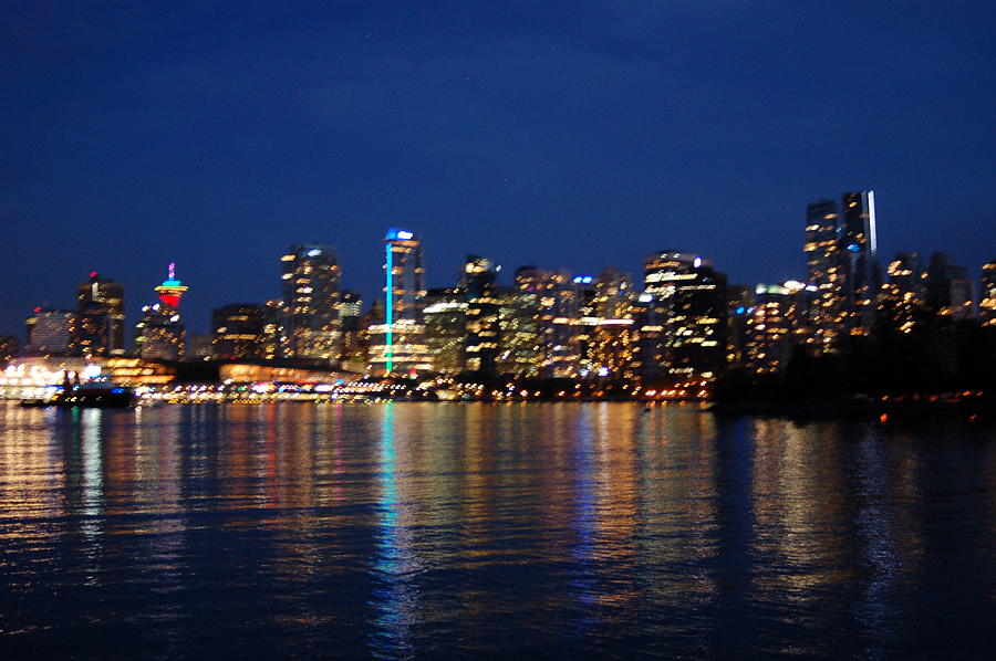 Vancouver Skyline at Night Photograph by James Cousineau
