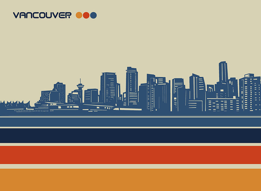 Vancouver Skyline Retro 2 Digital Art