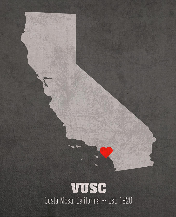 Costa Mesa Mixed Media - Vanguard University of Southern California Costa Mesa California Founded Date Heart Map by Design Turnpike