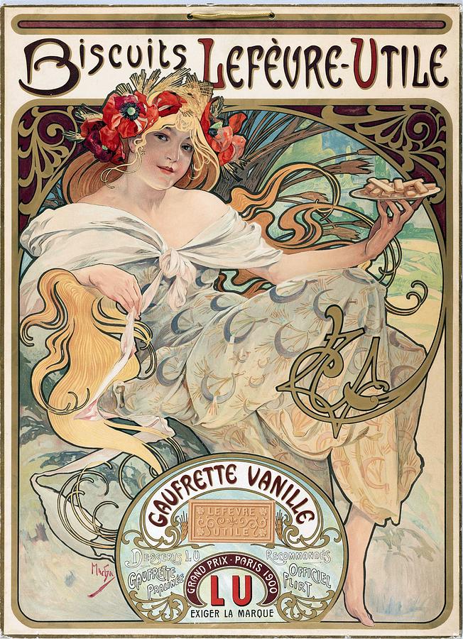 Vanilla biscuit poster Alphonse Mucha 1900s Painting by Alphonse Mucha ...