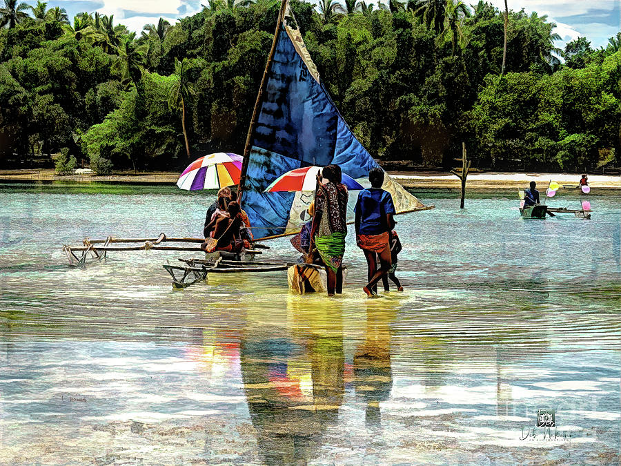 Vanuatu Umbrella Boat Digital Art by Deb Nakano