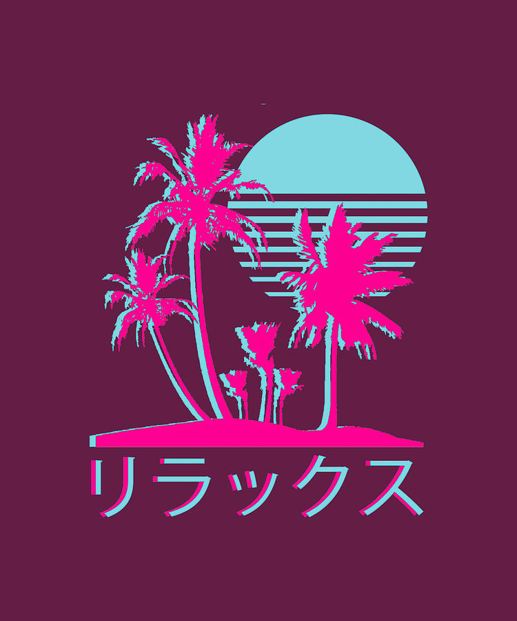 Vaporwave Aesthetic Neon Palms Classic Painting by Harvey Powell | Pixels