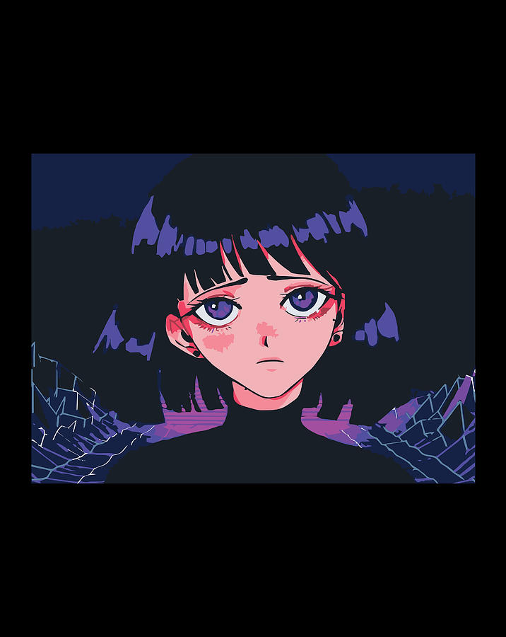 Vaporwave Aesthetic Waifu Kawaii Japanese Anime Girl Drawing by Grace