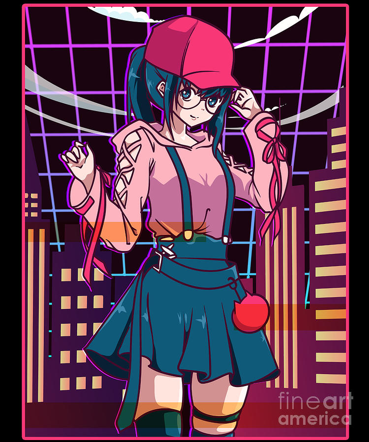 Vaporwave Anime Girl Kawaii Japanese Cute Music Digital Art by The Perfect  Presents - Pixels