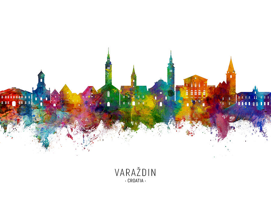 Varazdin Croatia Skyline #28 Digital Art by Michael Tompsett