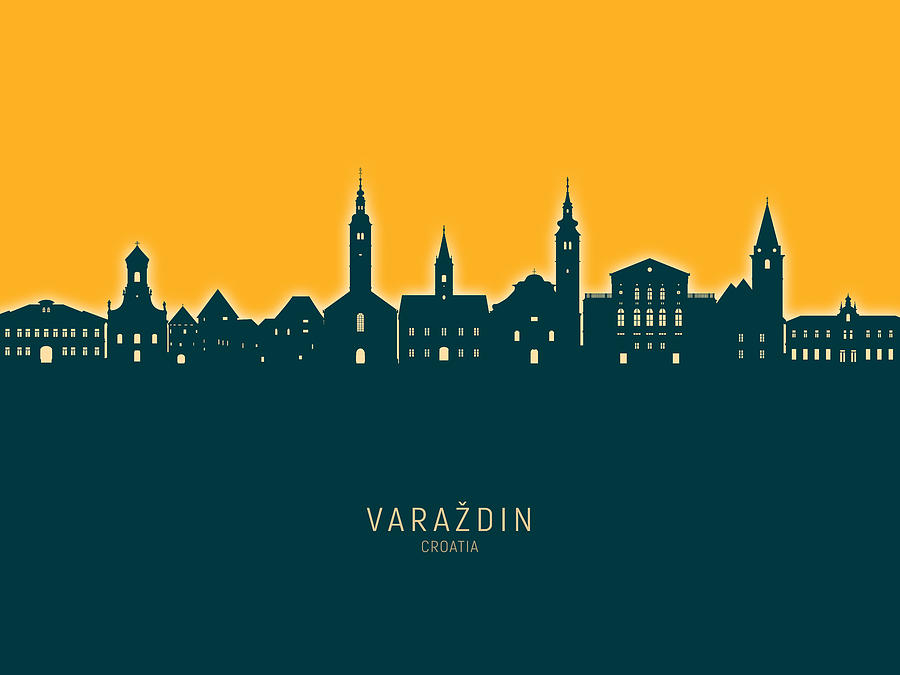 Varazdin Croatia Skyline #48 Digital Art by Michael Tompsett