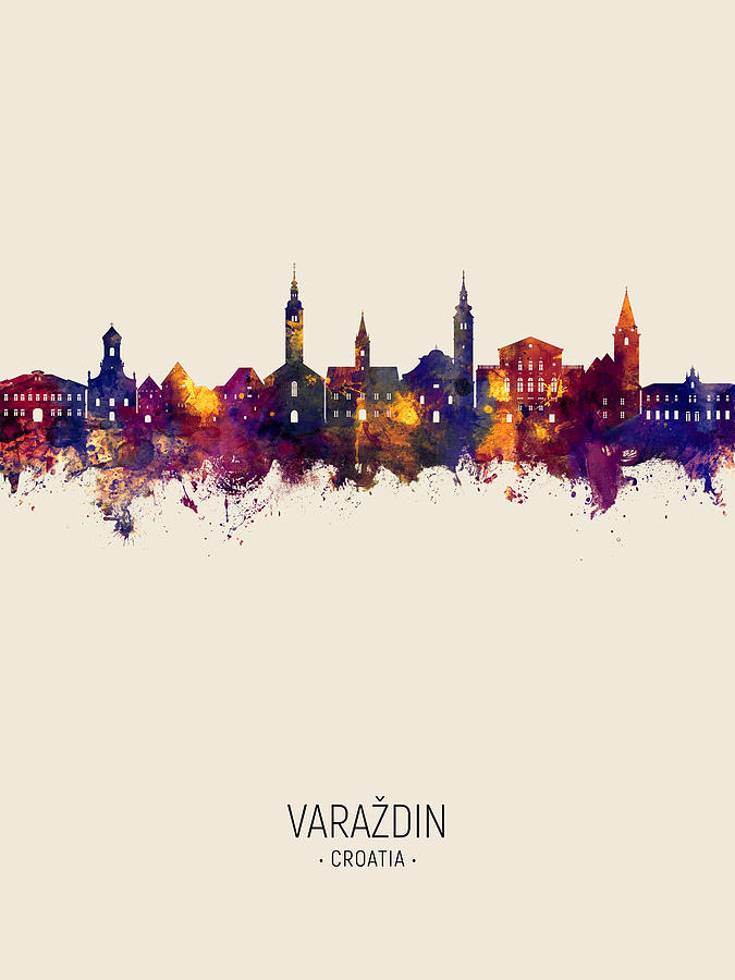 Varazdin Croatia Skyline #51 Digital Art by Michael Tompsett