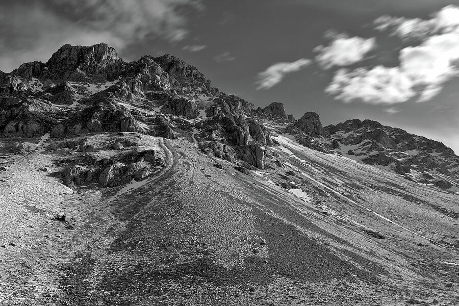 Vardoussia Peaks in black and white Photograph by Spyros Lambrou - Fine ...