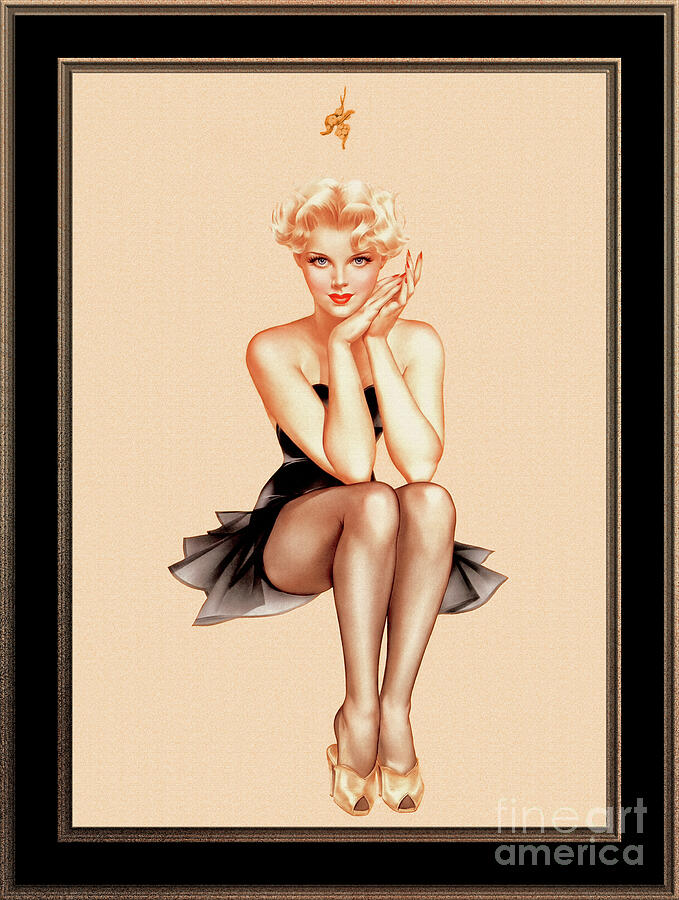 Alluring Painting - Varga Girl Cover Art by Alberto Vargas Vintage Pin-Up Girl Art by Rolando Burbon