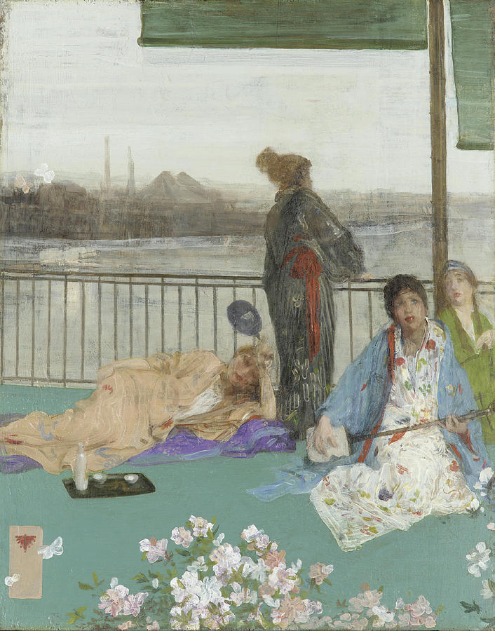 Variations in Flesh Colour and Green--The Balcony. Date/Period From 1864 until 1879. Painting. O... Painting by James Abbott McNeill Whistler -1834-1903-