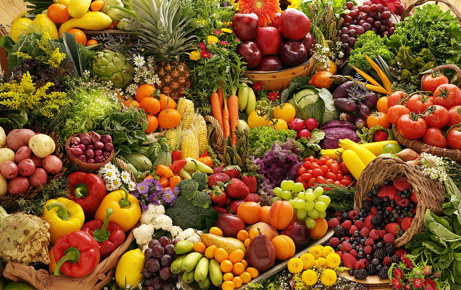Variety of fruits and vegetables Photograph by Lew Robertson