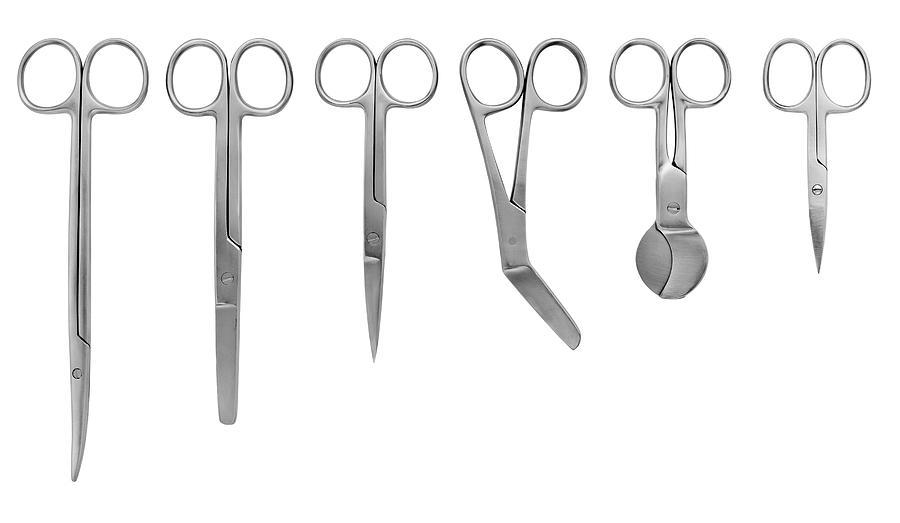 Variety of surgical scissors Photograph by Creative Crop