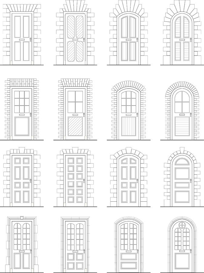 Various Doors & Surrounds Drawing by Jcgwakefield