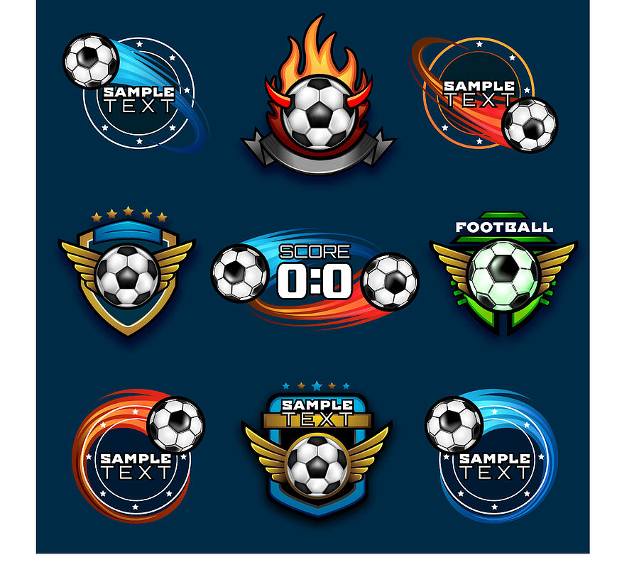 Various football emblems Drawing by Adelevin