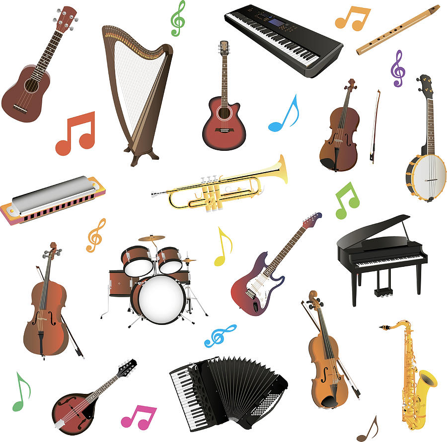 Various Musical Instruments Poster aesthetic Painting by Watson Daisy ...