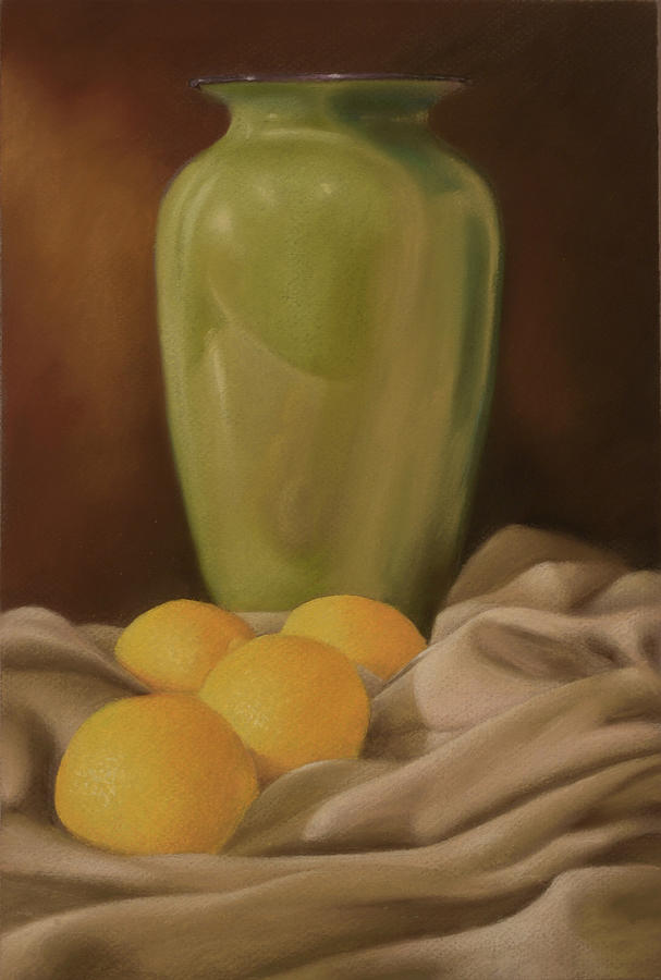 Vase and Lemons-pastel Pastel by Ben Kotyuk