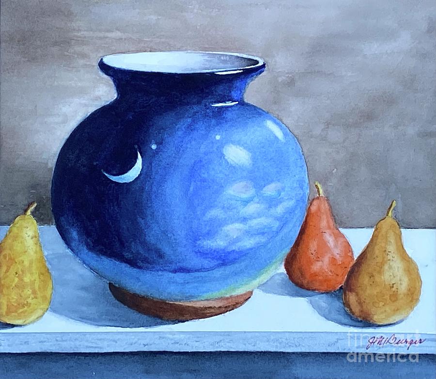 Vase and Pear Candles Painting by Joseph Burger