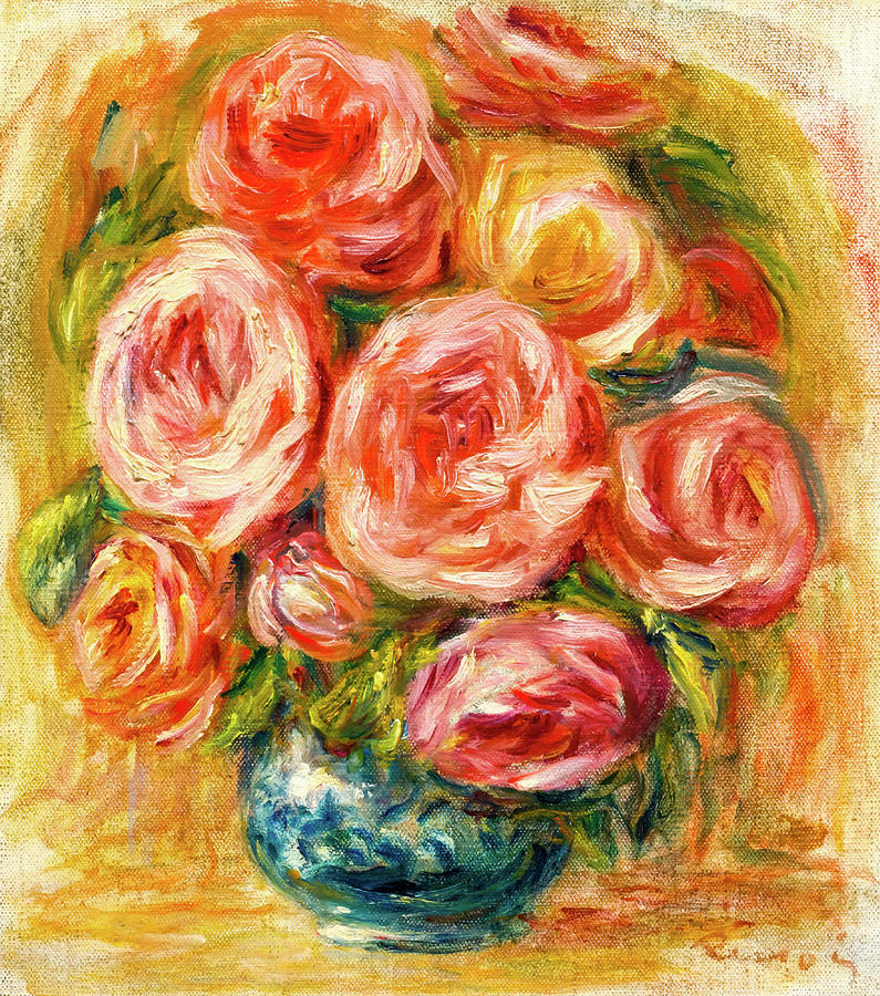 VASE DE ROSES by Pierre Auguste Renoir Painting by Pierre Auguste Renoir