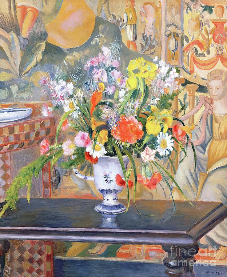 Vase of Flowers, 1885 by Renoir Painting by Pierre Auguste Renoir