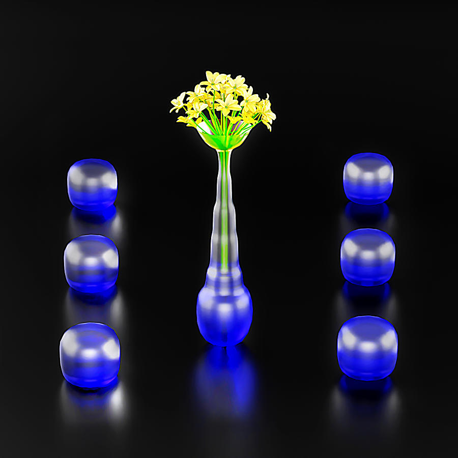 Vase Digital Art - Vase Of Flowers 4 by Bukunolami